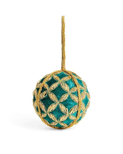 Harrods Green Velvet Embellished Bauble