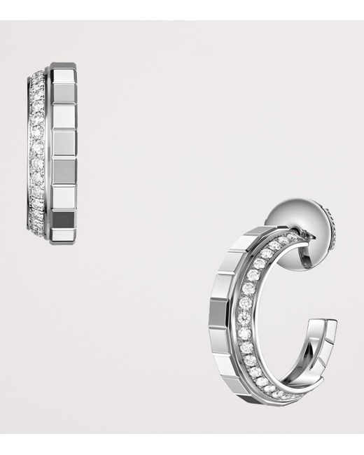 Chopard White And Diamond Ice Cube Earrings