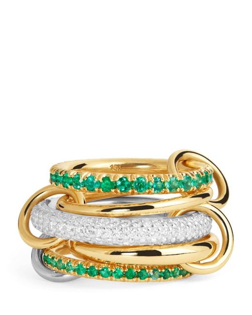 Spinelli Kilcollin Metallic Mixed Metal, Diamond And Emerald Chloe Ring