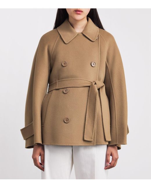 Max Mara Brown Wool Short Trench Coat