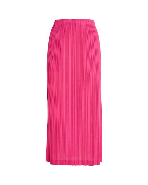 Pleats Please Issey Miyake Pink Pleated Midi Skirt