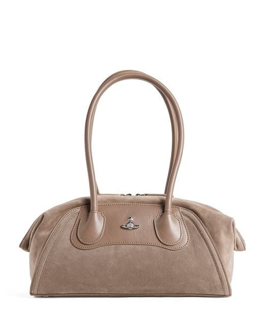 Vivienne Westwood Brown Suede Shirley Top-Handle Bag