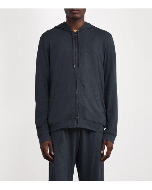 Derek Rose Blue Micromodal Zipped Hoodie for men