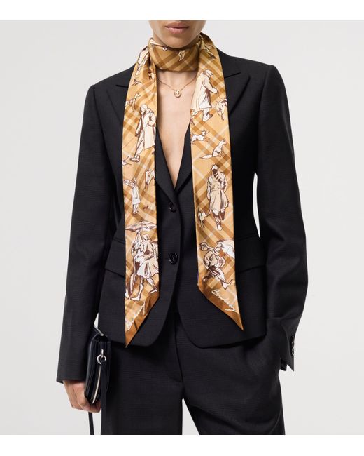 Burberry Metallic Silk Paws On Parade Skinny Scarf