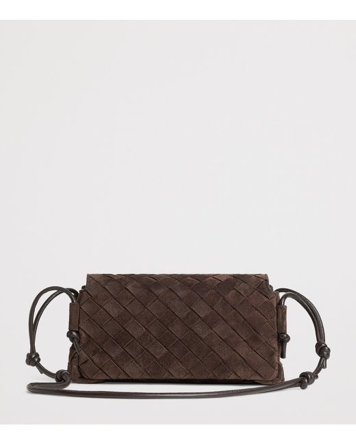 Bottega Veneta Brown Suede Intrecciato Notturno Pouch