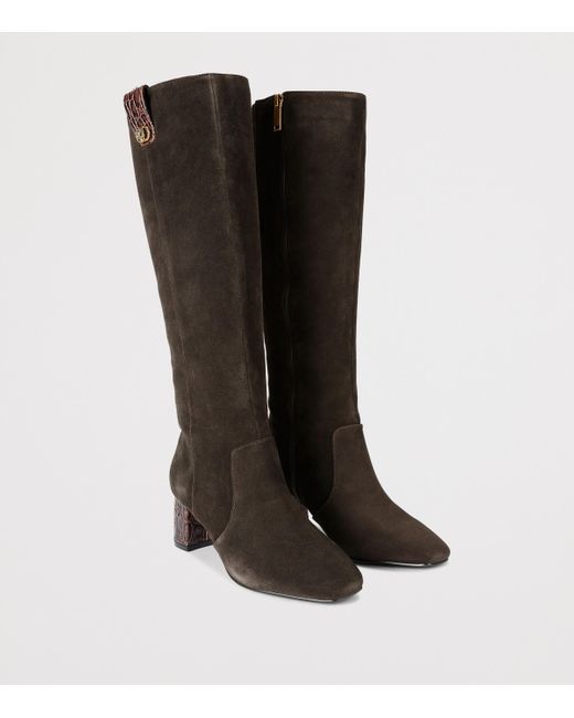 Kurt Geiger Black Suede Chelsea Trim Knee-High Boots