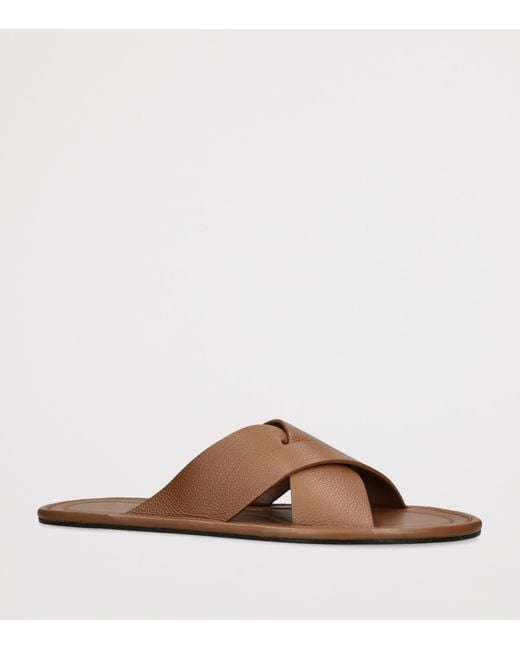 The Row Brown Malick Leather Sandals