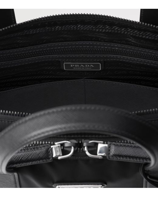 Prada Black Re-Nylon And Saffiano Leather Briefcase for men