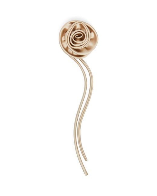 Max Mara Metallic Satin Flower Brooch