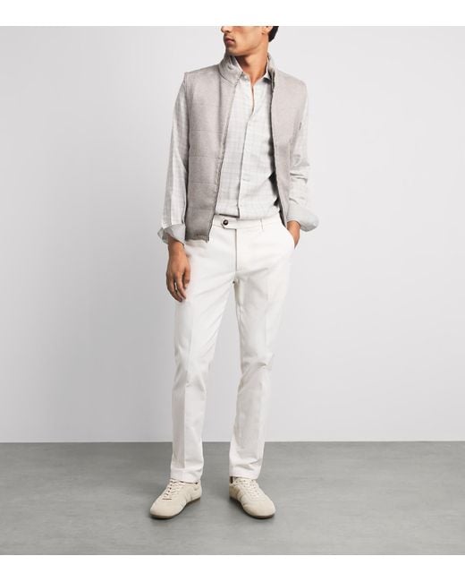 Paul & Shark White Cotton-Cashmere Check Shirt for men