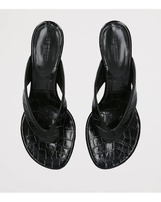 Le Monde Beryl Black Leather Micro Wedge Sandals 40