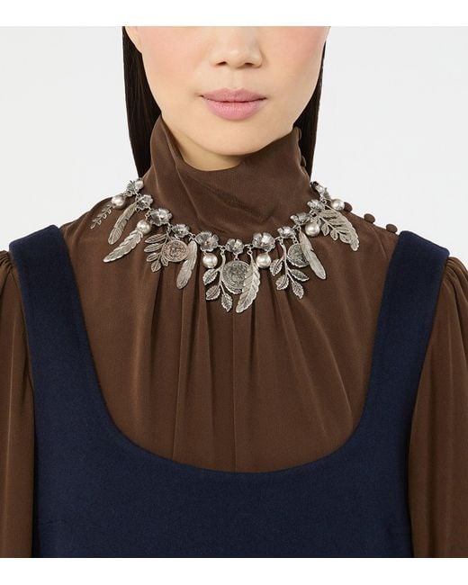 Weekend by Maxmara Metallic Floral Charm Necklace