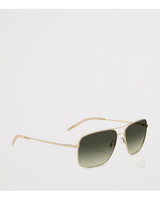 Oliver Peoples Green Clifton Rectangle Sunglasses for men
