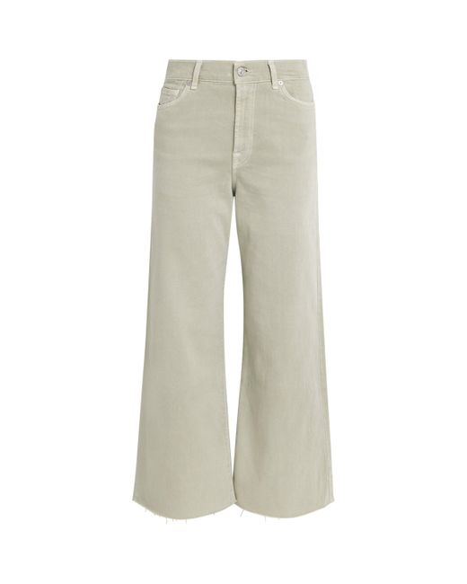 7 For All Mankind Gray Lotta Cropped Wide-Leg Jeans