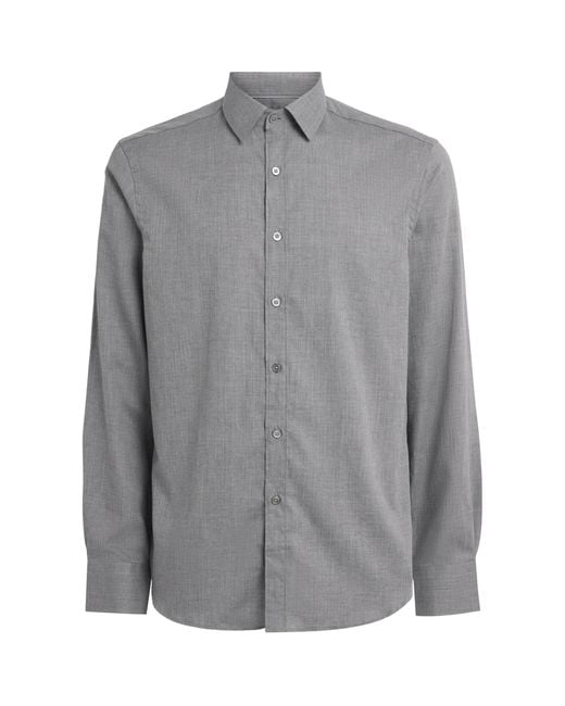 Canali Gray Cotton Herringbone Shirt for men