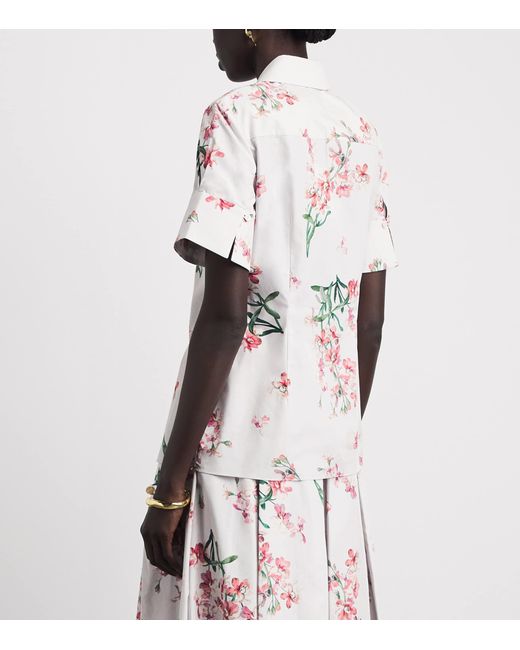 Erdem White Cotton Floral Short-Sleeve Shirt