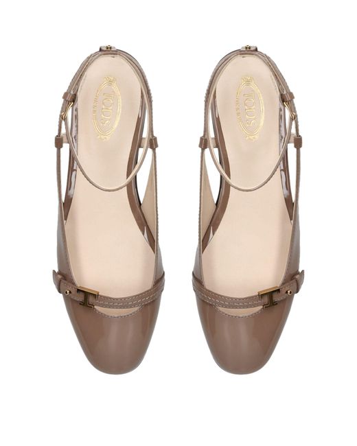 Tod's Brown Leather Cuoio Ballet Flats