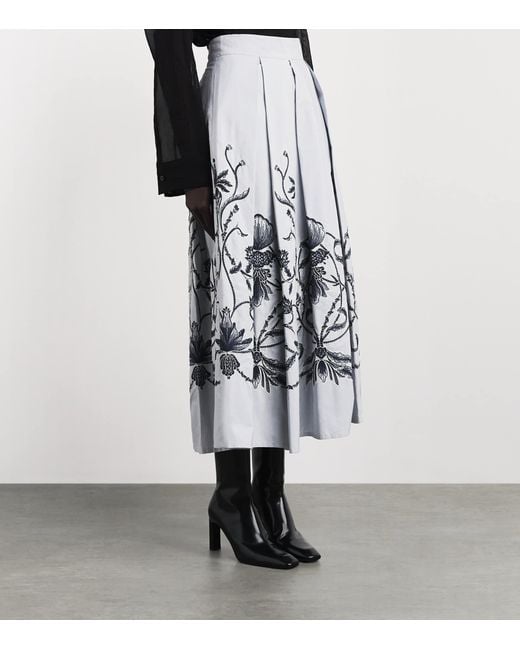 Eleventy White Cotton Embroidered Maxi Skirt