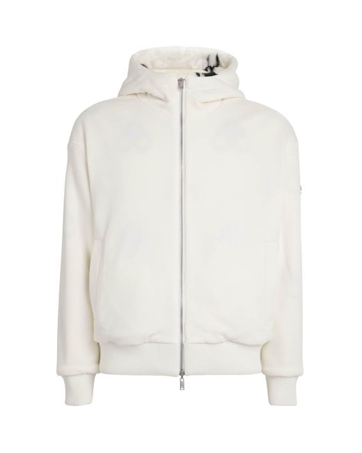Moose Knuckles White Reversible Logo Hoodie for men