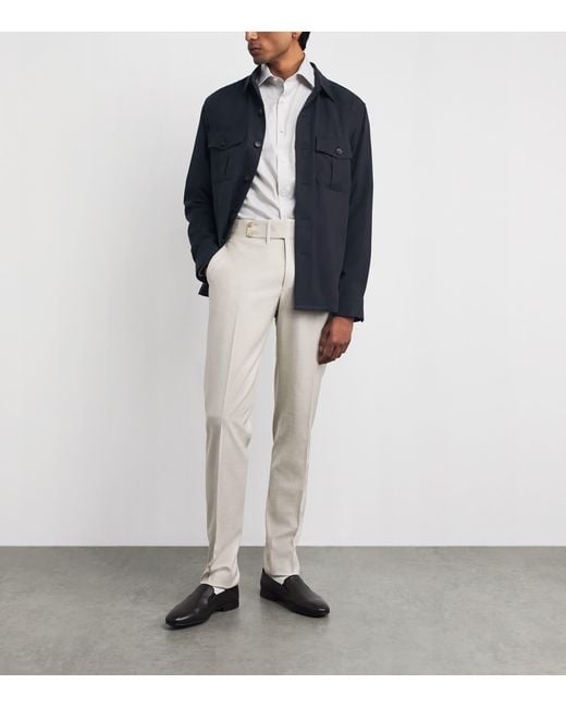 Canali Blue Twill Twin-Pocket Overshirt for men