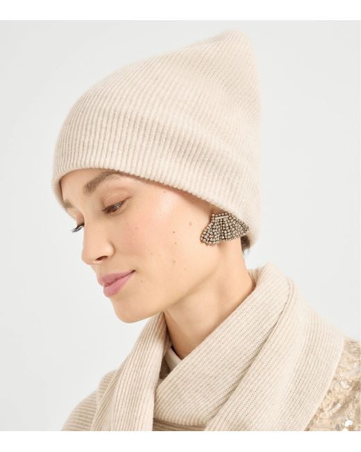 Brunello Cucinelli Natural Cashmere Rib Beanie
