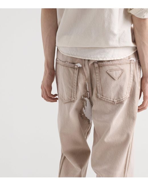 Prada Gray Printed Straight Jeans for men