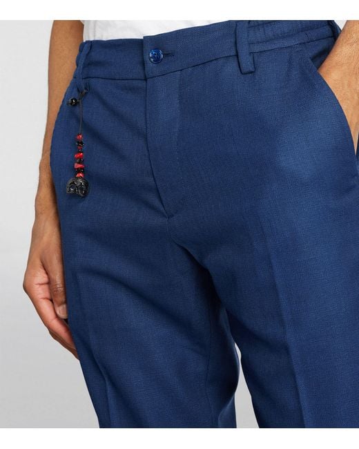 Marco Pescarolo Blue Virgin Wool Drawstring Trousers for men