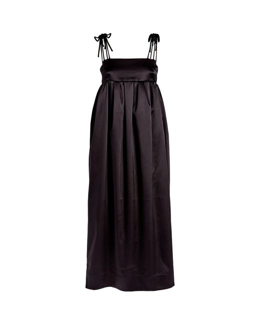 Ganni Black Double Strap Satin Maxi Dress