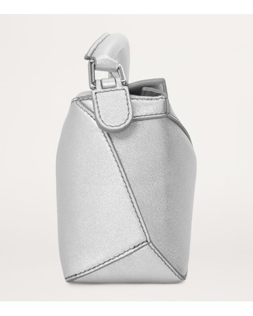 Loewe Gray Mini Leather Puzzle Edge Top-Handle Bag
