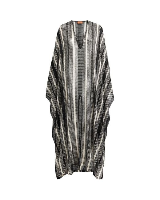 Missoni Gray Crochet Stripe Maxi Kaftan