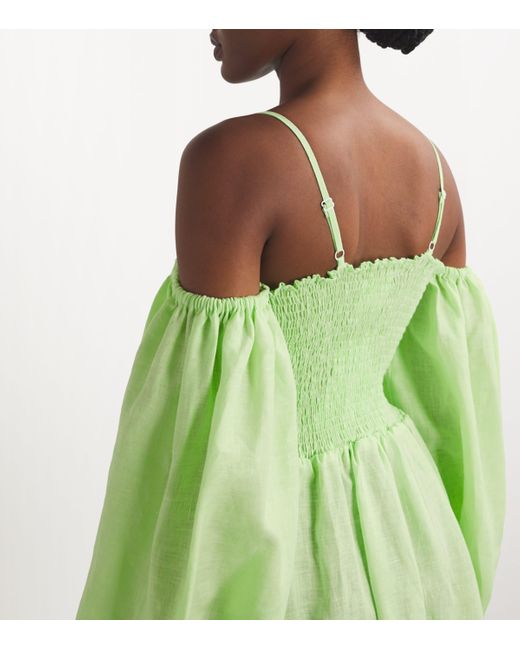 Sleeper Green Linen Cancan Maxi Dress