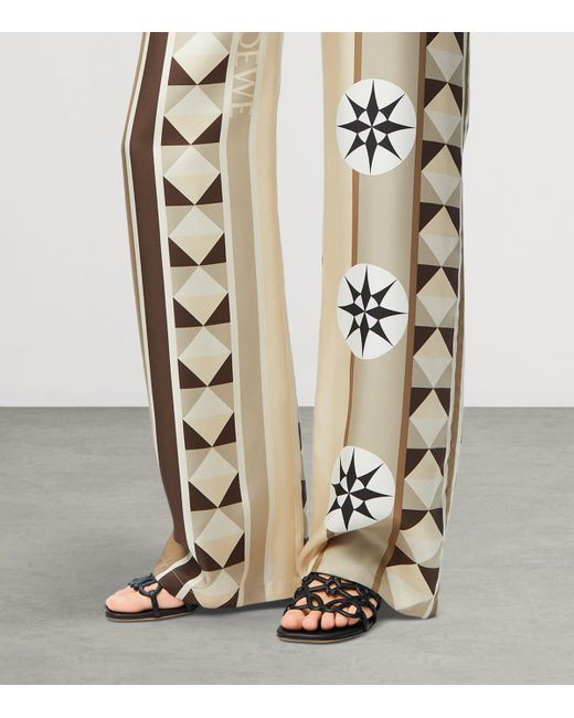 Loewe White X Paula's Ibiza Leather Petal Anagram Heeled Slides 45
