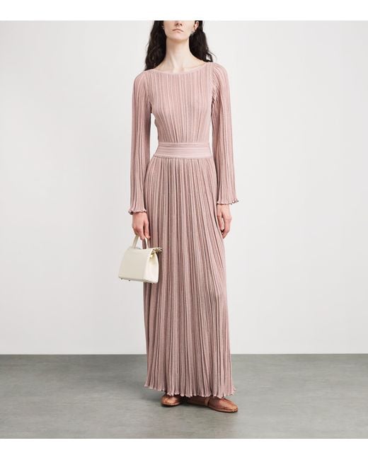 Valentino Pink Knit Metallic Maxi Dress