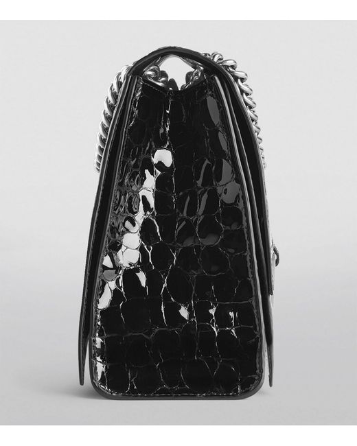 Balenciaga Black Patent Calfskin S Hourglass Top-handle Bag