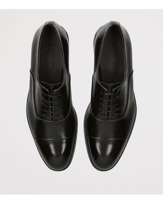 Ferragamo Black Leather Albert Derby Shoes for men