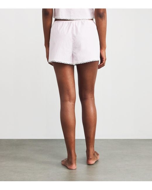 Skims Pink Cotton Poplin Sleep Shorts
