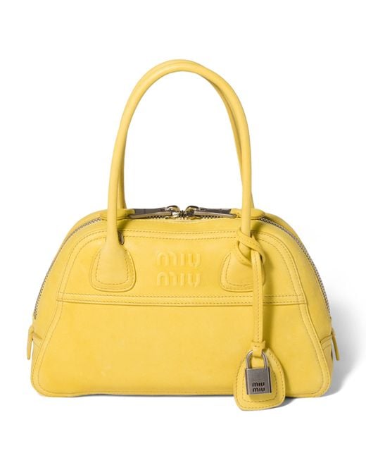 Miu Miu Yellow Nappa Leather Vivant Top-Handle Bag