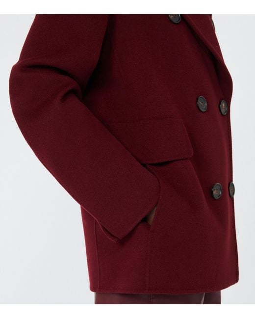 Max Mara Purple Virgin Wool Double-Breasted Short Coat