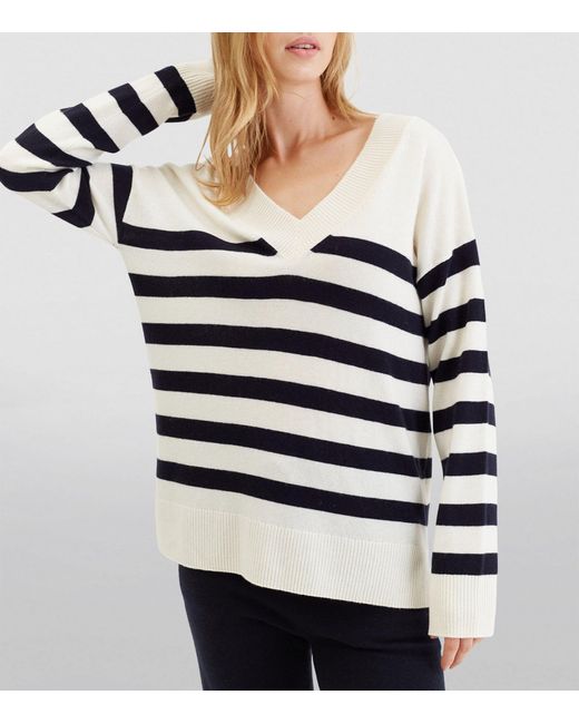 Chinti & Parker White Wool-cashmere V-neck Sweater