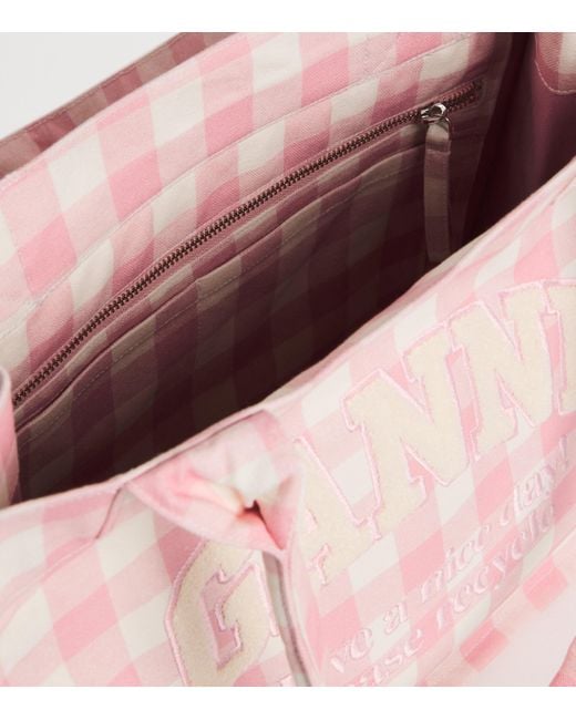 Ganni Pink Large Cotton Easy Shopper Tote Bag