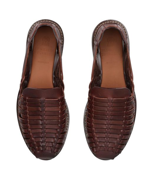 Brunello Cucinelli Brown Leather Woven Loafers for men