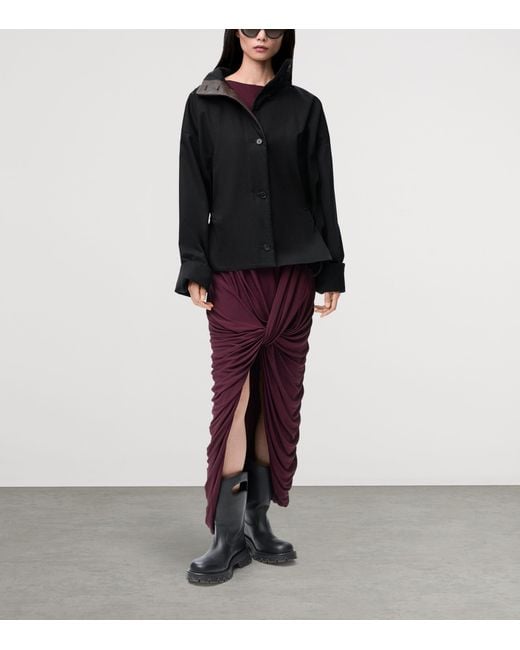 Loewe Black Peplum-Hem Hooded Parka