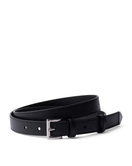 Prada Black Leather Triangle Belt
