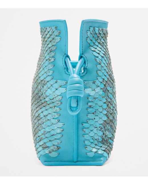 Loewe Blue Mini Snakeskin Scales Flamenco Clutch