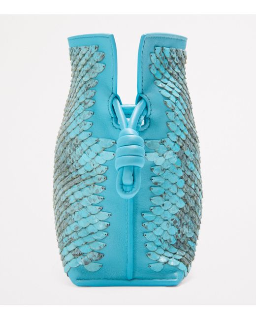 Loewe Blue Mini Snakeskin Scales Flamenco Clutch