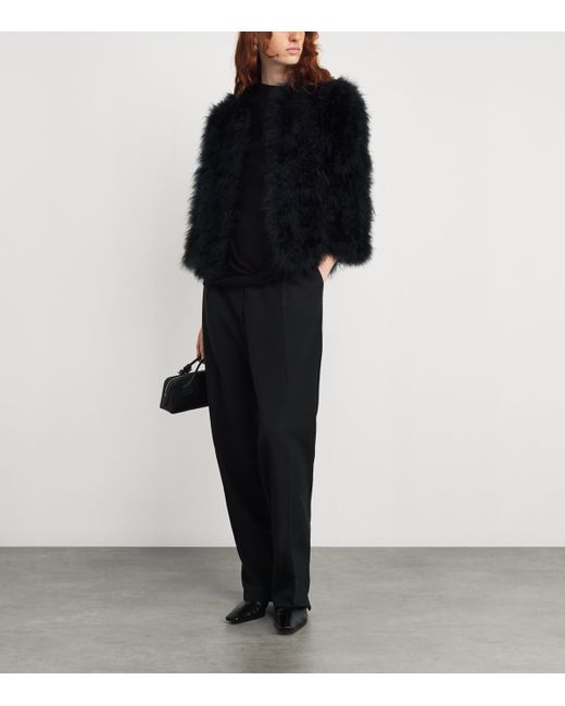 Yves Salomon Black Feather Jacket