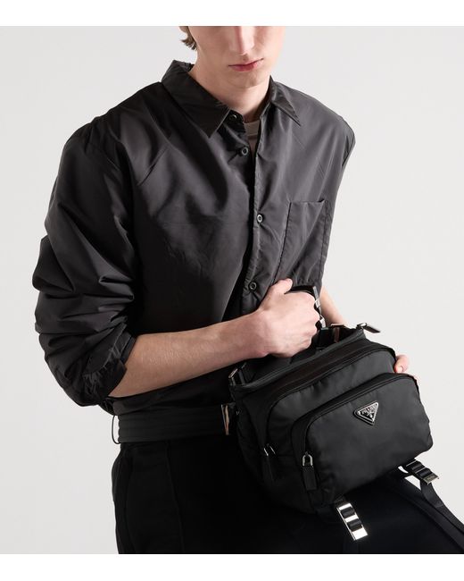 Prada Black Re-Nylon And Leather Cross-Body Bag for men