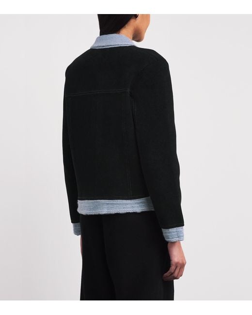Barrie Black Cashmere-Blend Suede-Effect Denim Jacket