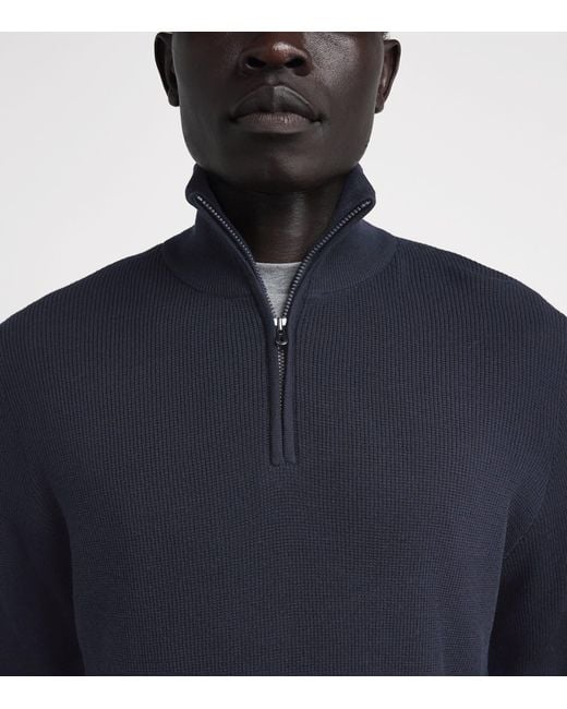 Sease Blue Virgin Wool Quarter-Zip Sweater for men