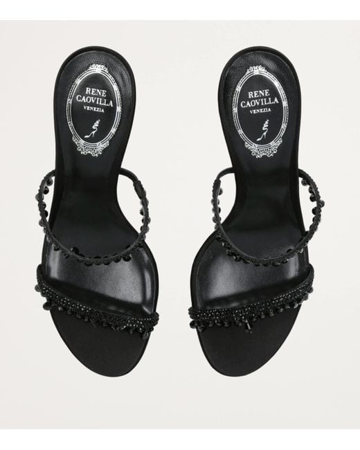 Rene Caovilla Black Embellished Chandelier Heeled Mules 80